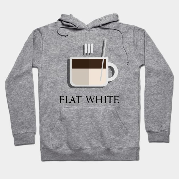 Hot flat white coffee front view in flat design style Hoodie by FOGSJ